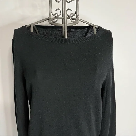 Halogen Black Boat Neck Pima Cotton & Viscose Sweater Size Medium - Picture 3 of 11